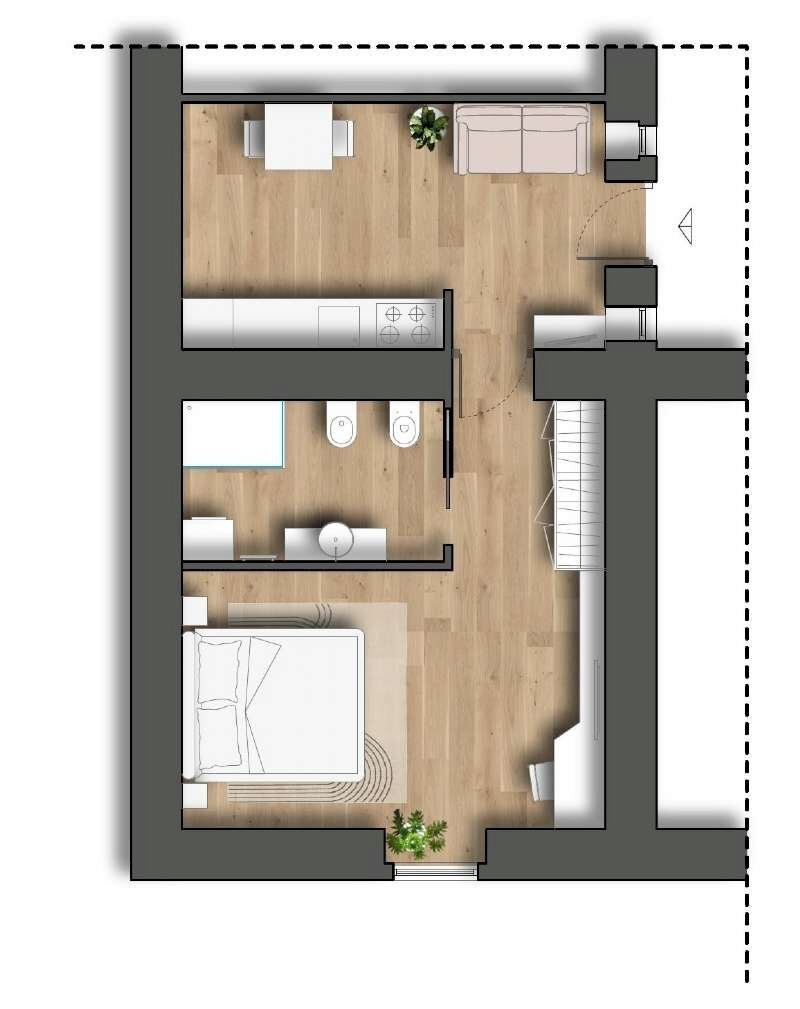 planimetria - Bilocale via Angelo Bellani, 22, Roma - planimetria 1