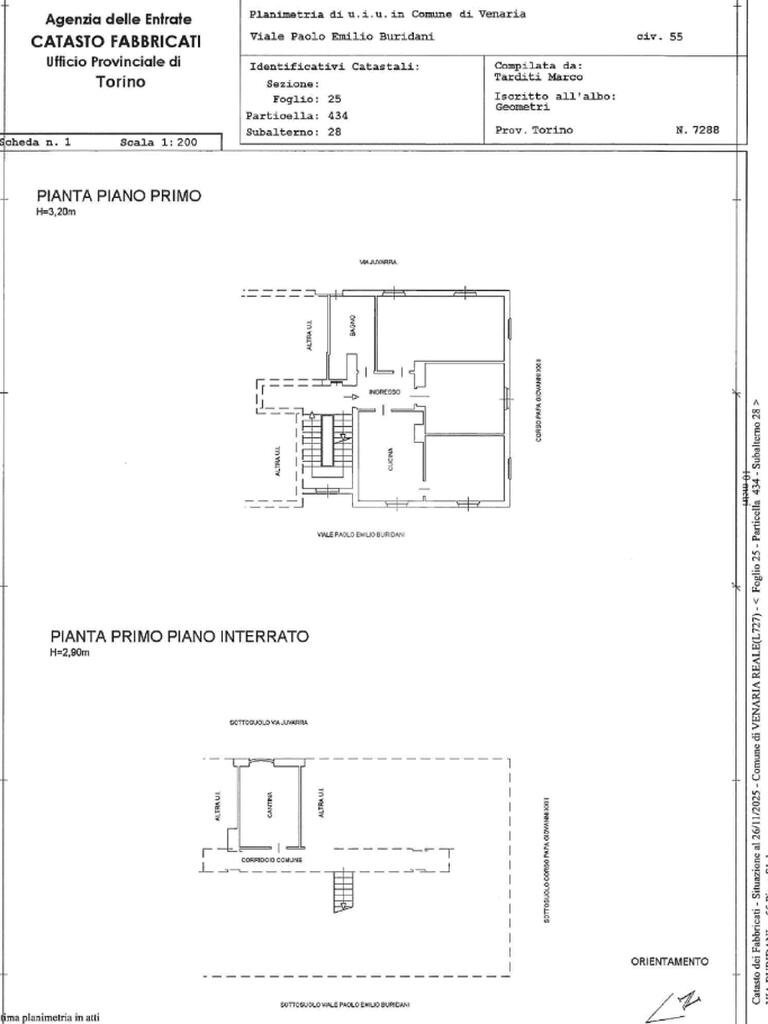 Quadrilocale Viale Emilio Buridani, Venaria Reale - planimetria 1