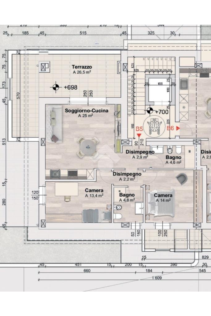Three-room apartment Via Remo Stefano Lasagni, Sassuolo - floor plans 1