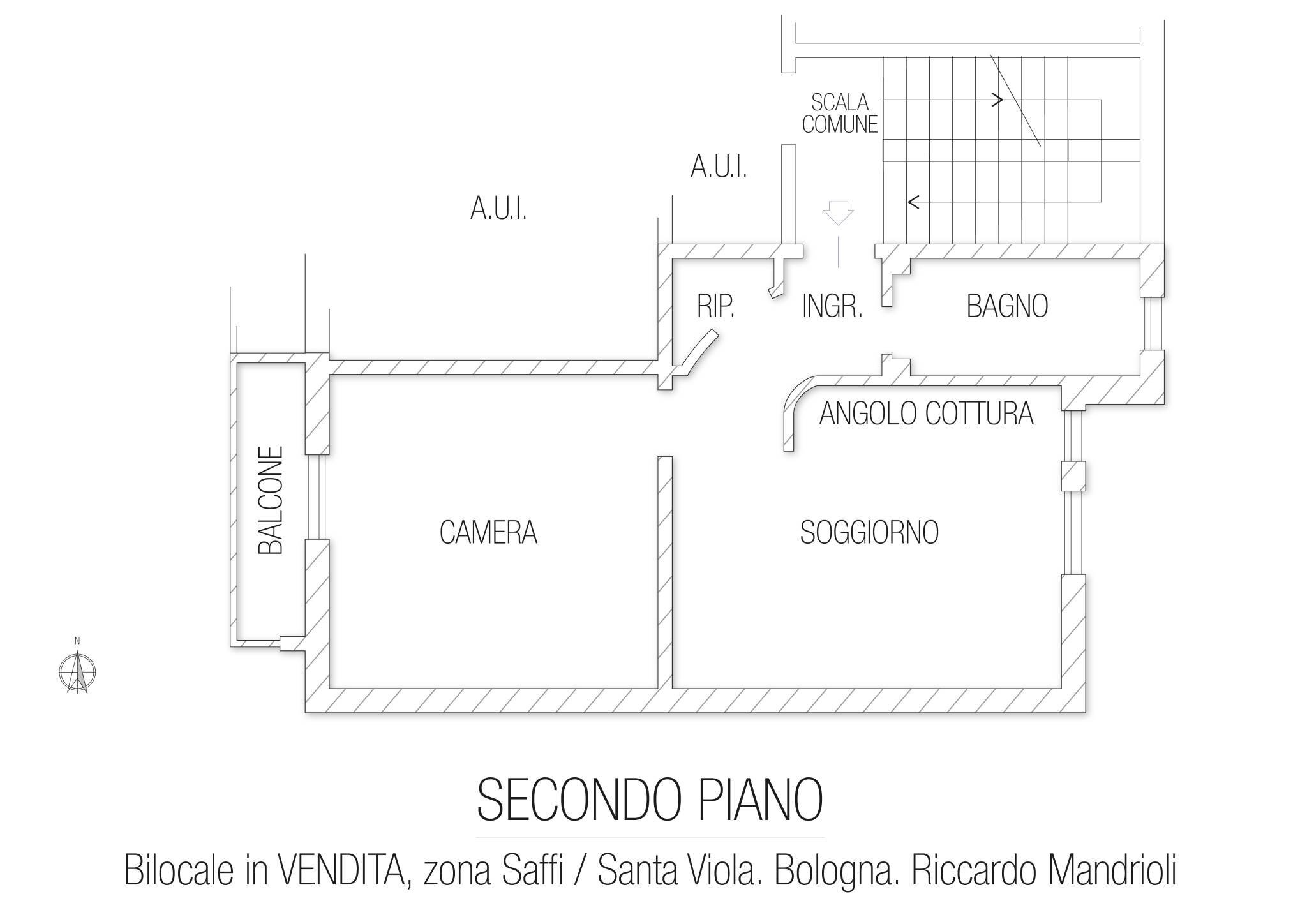 Bilocale via Oslavia, 12, Bologna (zona Saffi) - planimetria 1