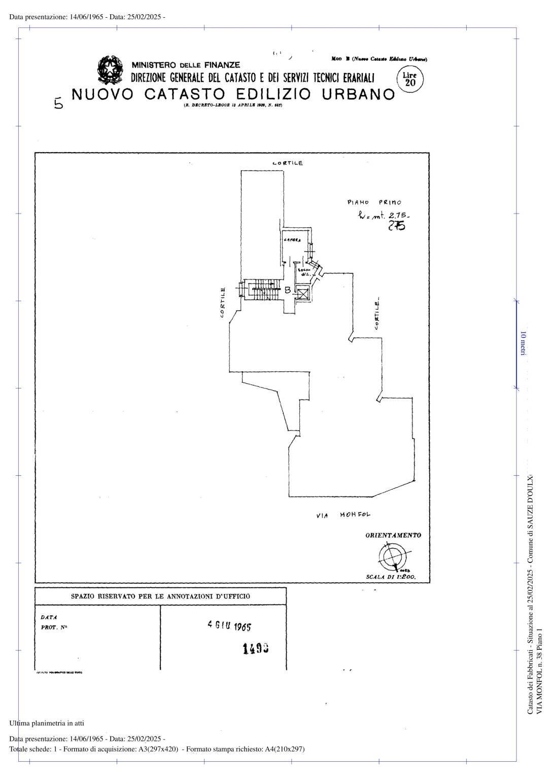 Monolocale via Monfol, 30, Sauze d'Oulx - planimetria 1