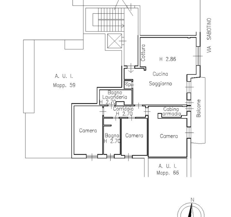 Quadrilocale via Sabotino, Brescia - planimetria 1
