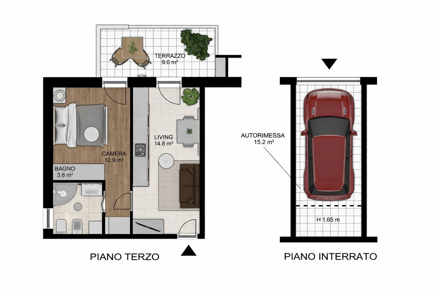 Foto 14 - Two-room apartment Strada di Settecà
 
295, Vicenza - floor plans 1