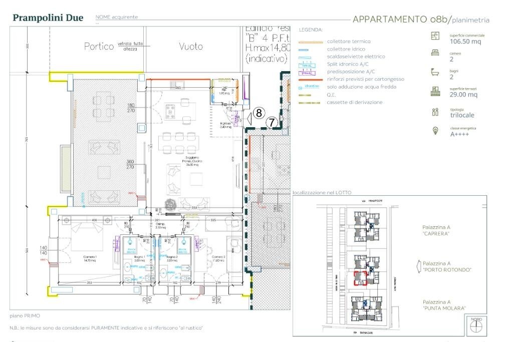 Three-room apartment Nuove Costruzioni Via Prampolini, Novate Milanese - floor plans 1