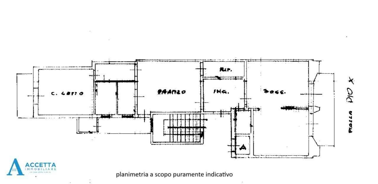 planimetria - Trilocale Piazza Pio X 42, Taranto - planimetria 1