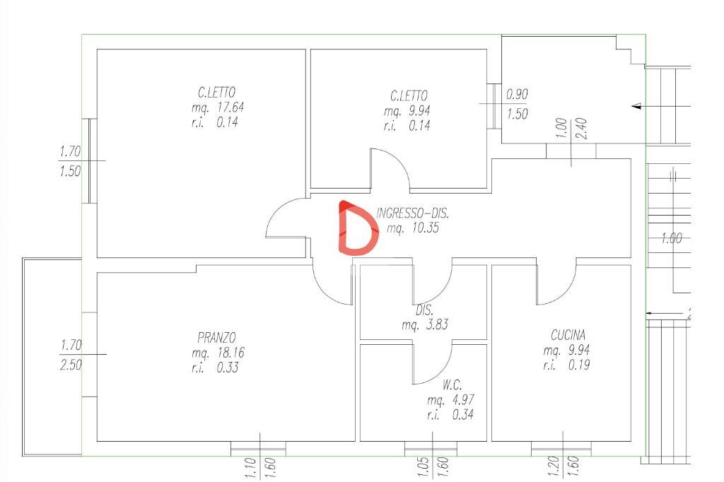 Quadrilocale Via Cervara, Cervia - planimetria 1
