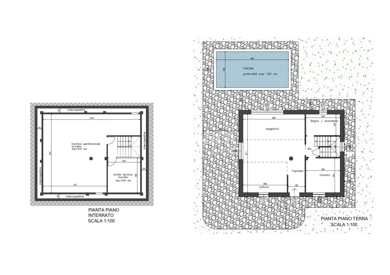 TE181_Pianta Piano Primo sottostrada e Piano Terra - Villa Riccò del Golfo di Spezia - foto 2
