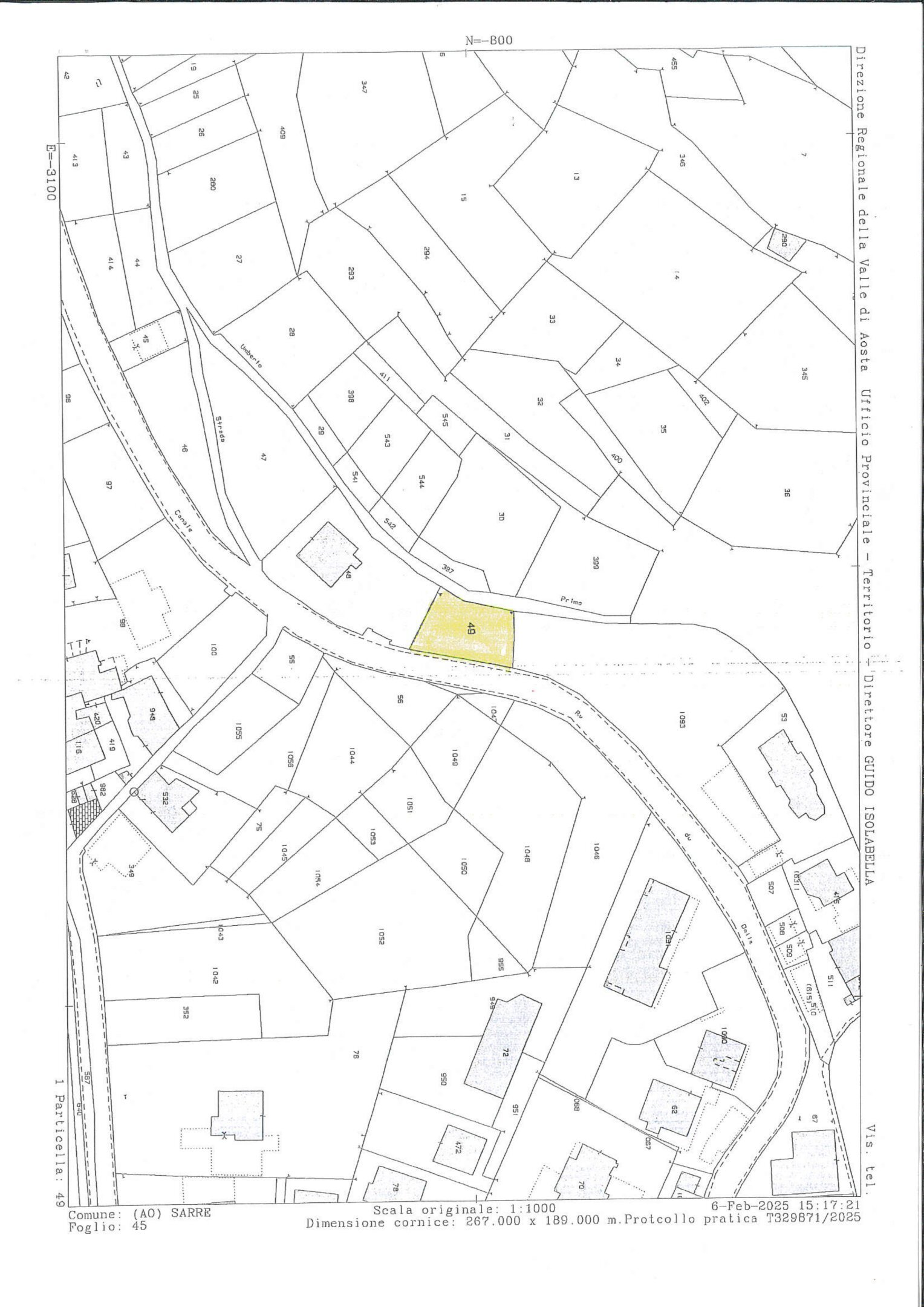 Terreno agricolo Frazione Clou, 8, Sarre - planimetria 1