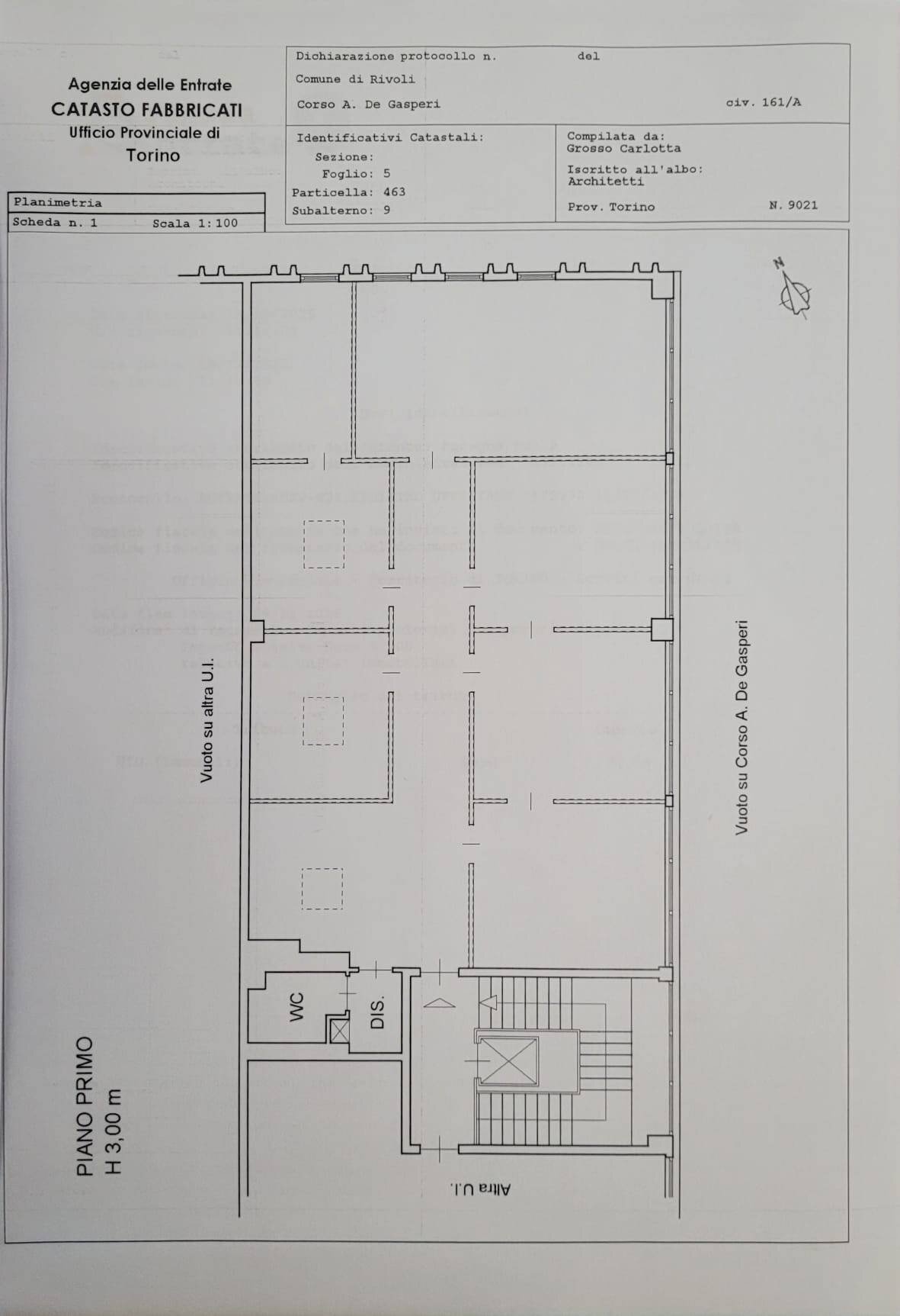 Foto 19 - Ufficio corso de Gasperi
 
161, Rivoli - planimetria 1