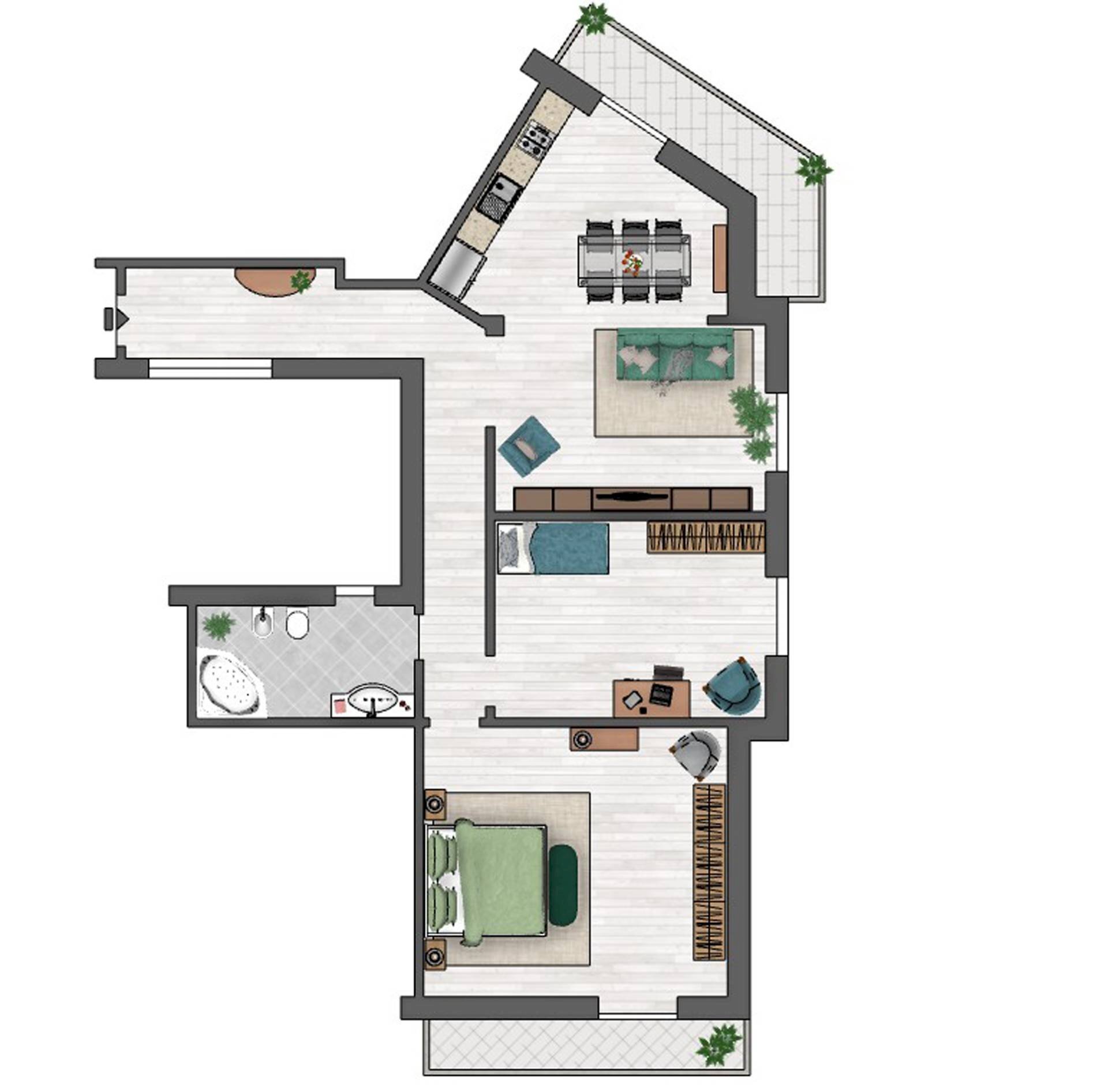 PLAN. ARREDATA - Appartamento Via Giulio Tanini
 
13, Genova - planimetria 1