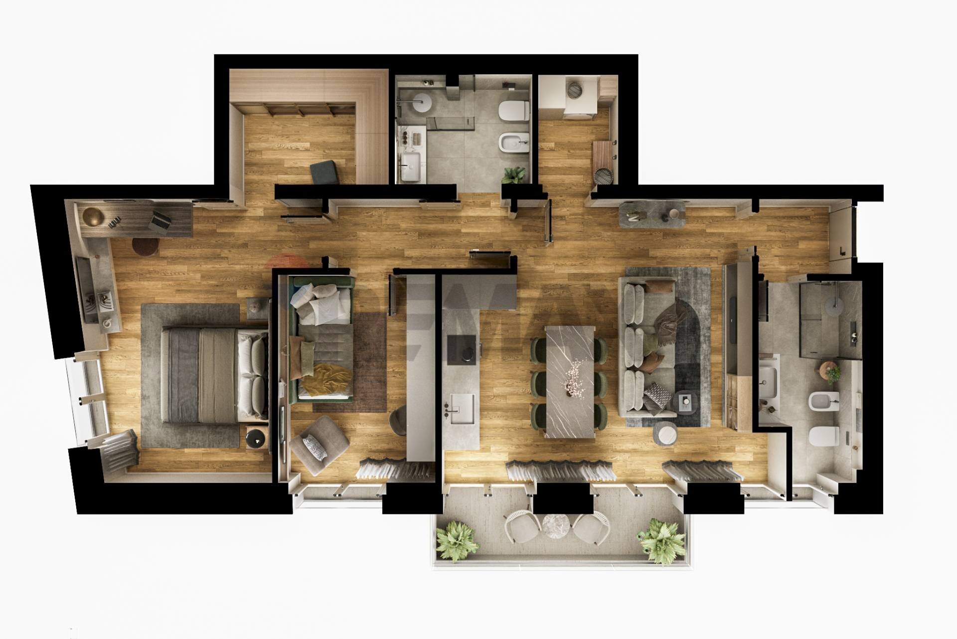 Pianta 3D - Trilocale Bellini
 
17, Busto Arsizio - planimetria 1