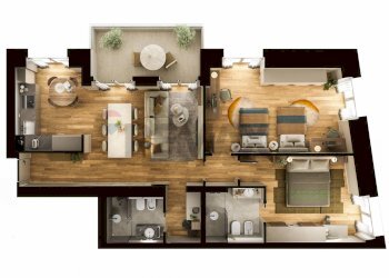 Pianta 3D - Trilocale Bellini
 
17, Busto Arsizio - foto 5