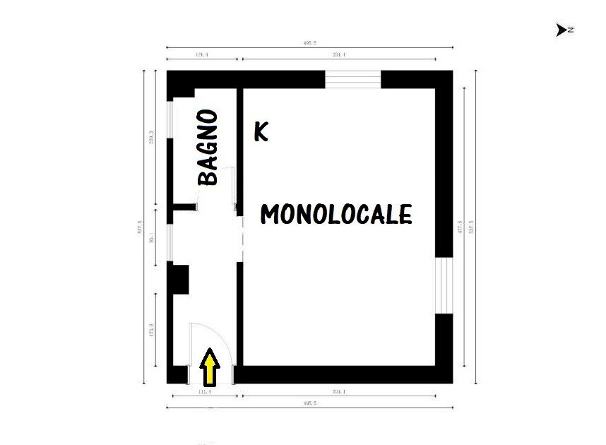 Monolocale via Mascarella, 80, Bologna (zona Irnerio) - planimetria 1