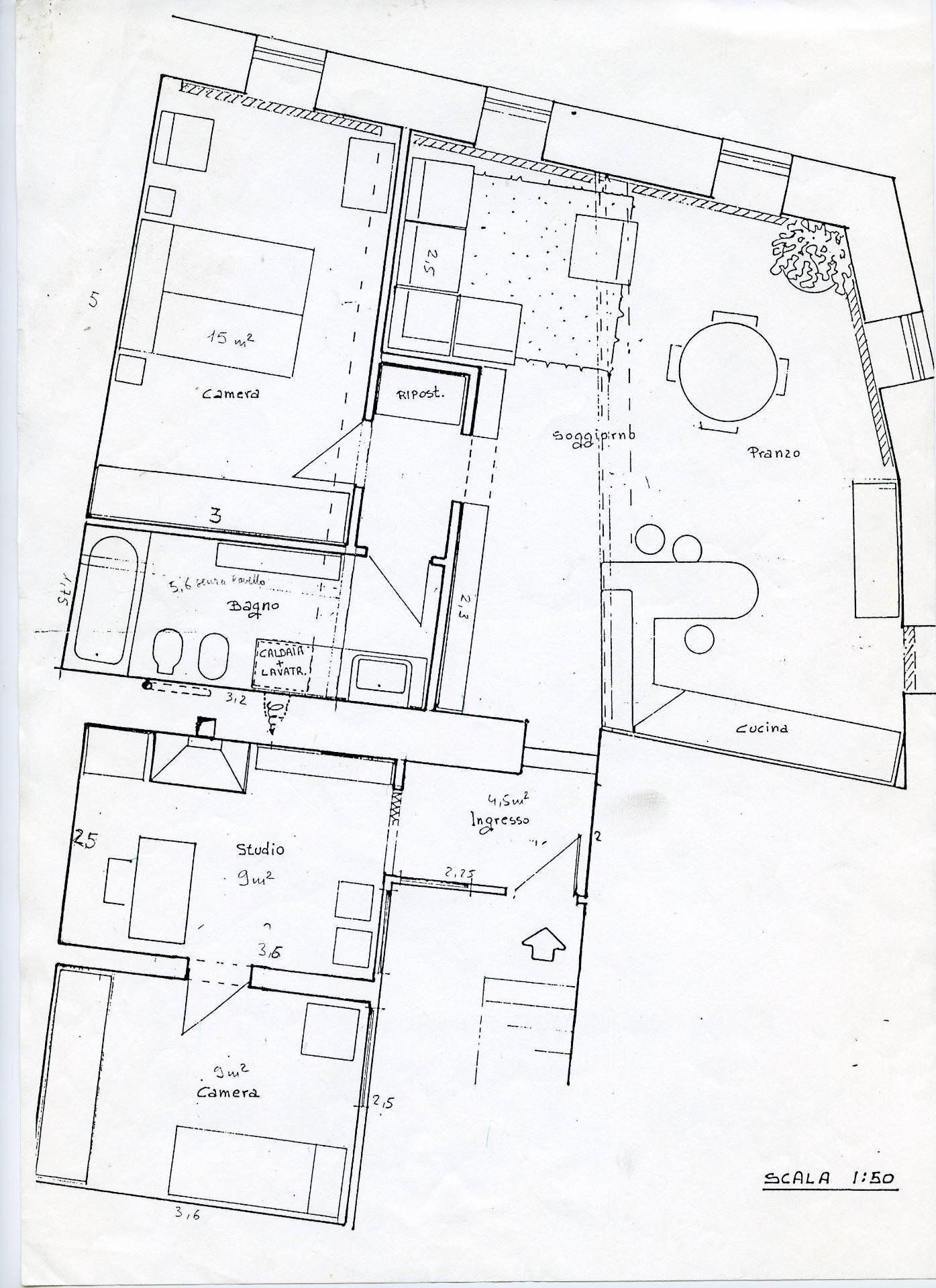 Foto 36 - Trilocale Via Aurelio Saffi
 
104, Viterbo - planimetria 1