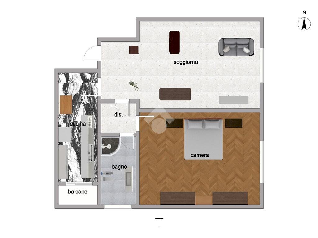 Bilocale Via montecatini, Milano (zona Solari) - planimetria 1