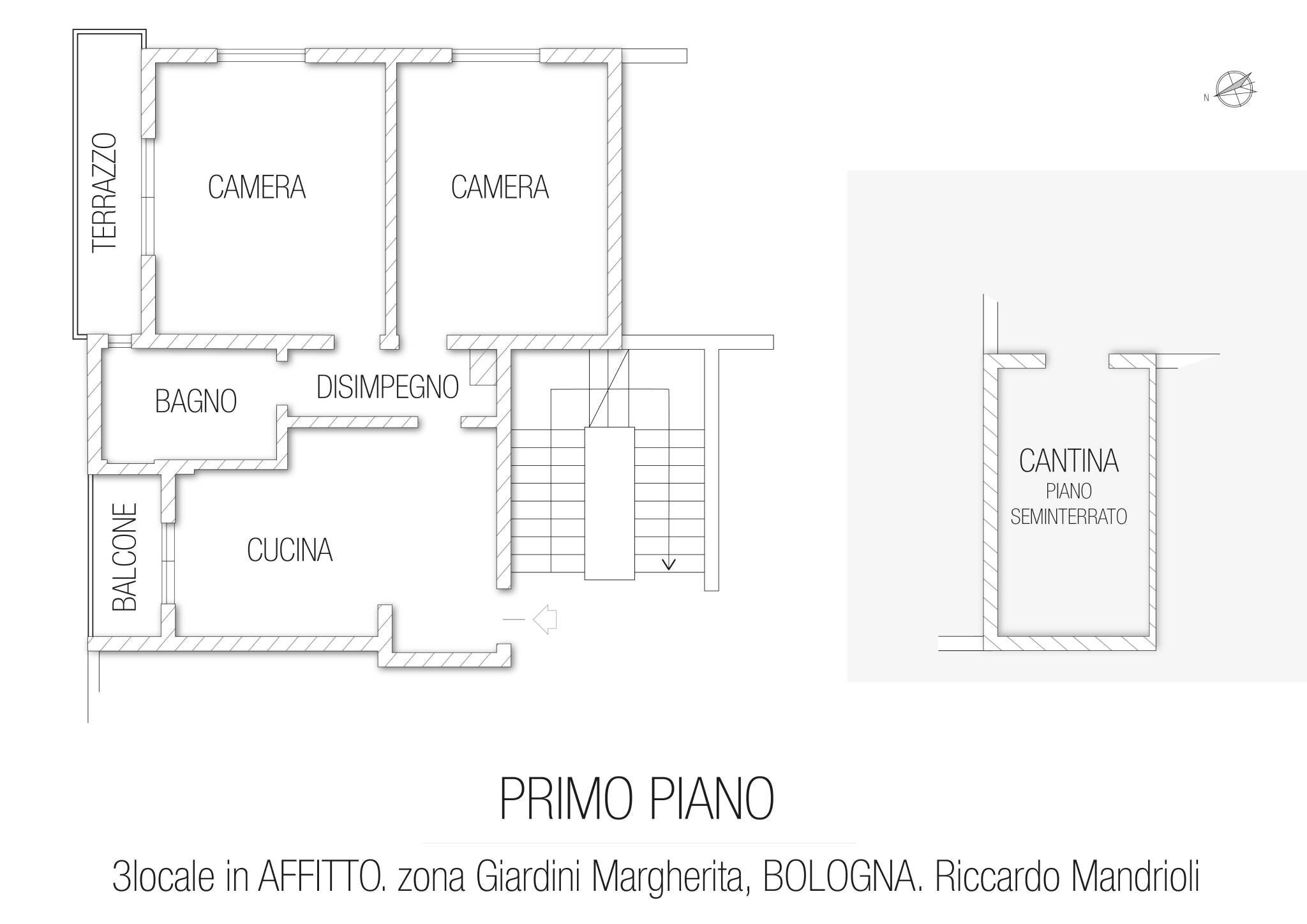 Trilocale via Santa Chiara, Bologna (zona Colli) - planimetria 1