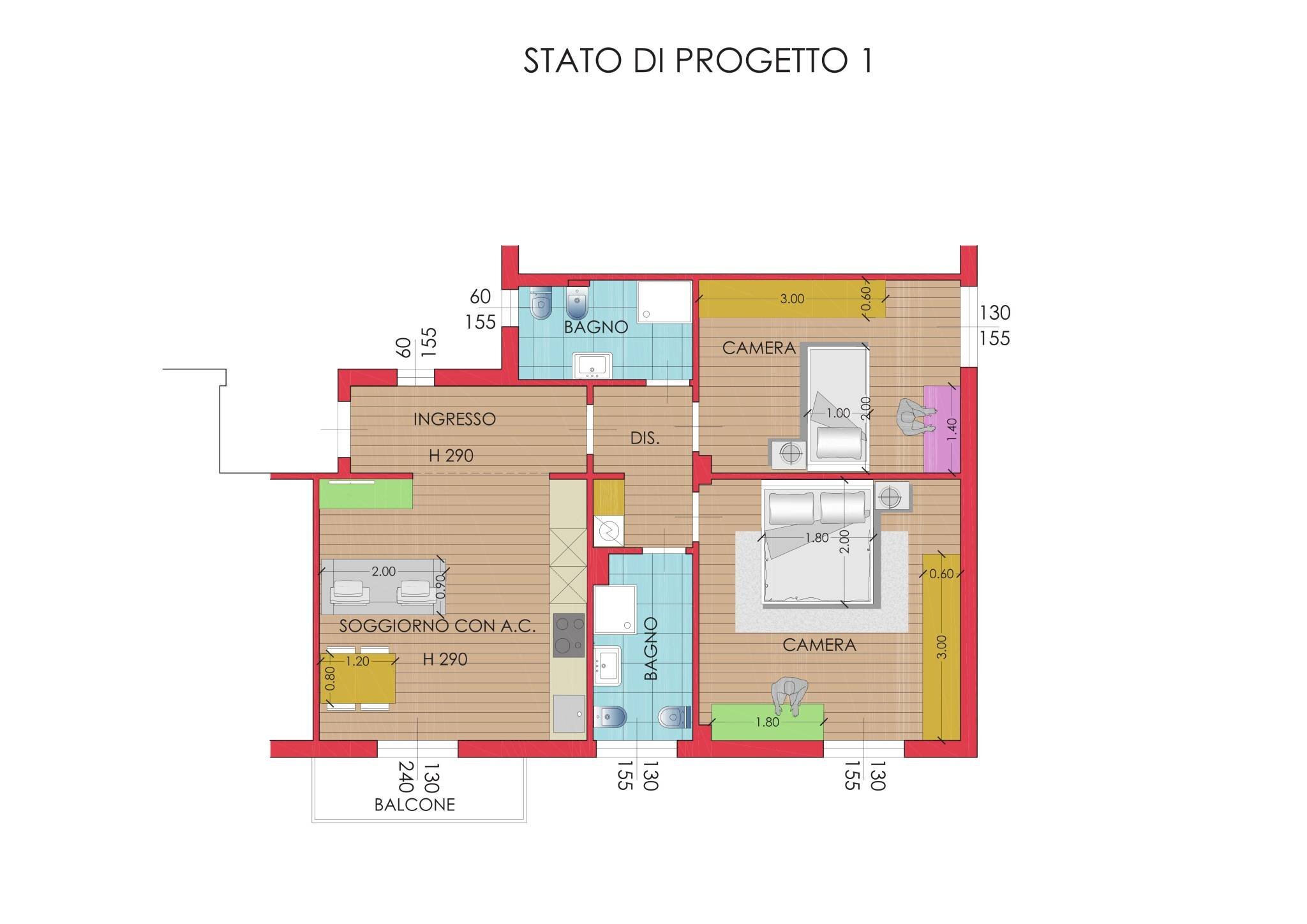 Trilocale via Giovanni Pierluigi da Palestrina, Parma (zona Cittadella) - planimetria 1