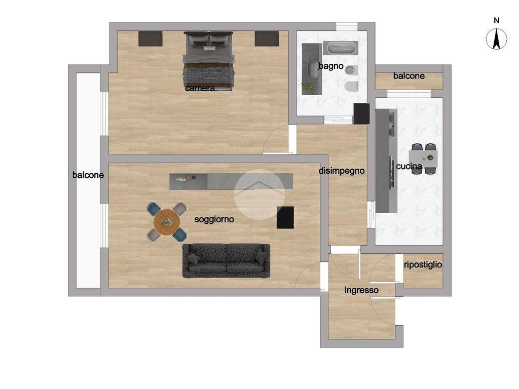 Two-room apartment Via San Carlo Borromeo, Rho - floor plans 1
