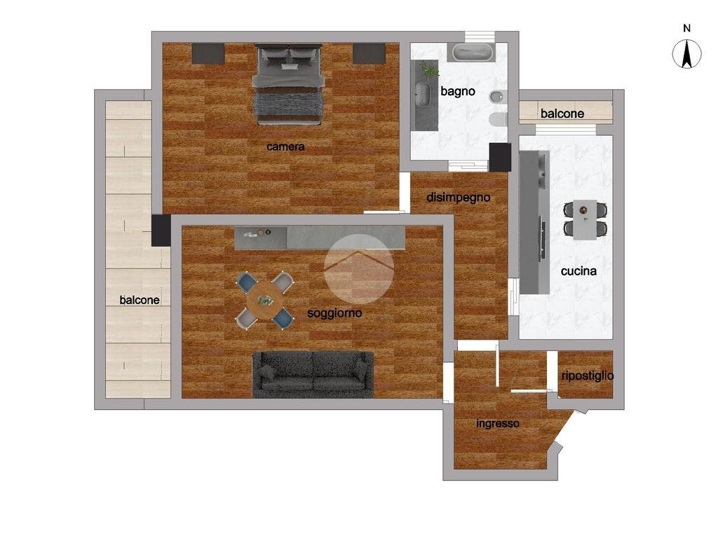 Two-room apartment Via San Carlo Borromeo, Rho - floor plans 1