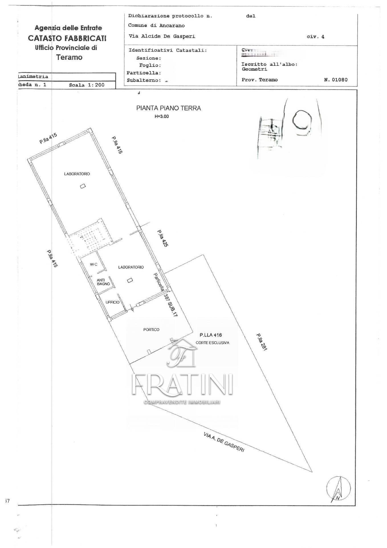 Foto 21 - Laboratorio Viale De Gasperi
 
4, Ancarano - planimetria 1