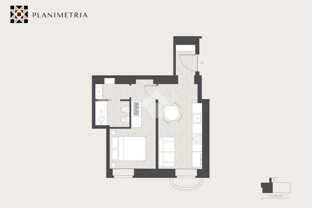 Bilocale Via Giuseppe Grassi, Torino (zona Cit Turin) - planimetria 1