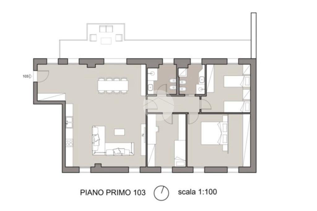 Quadrilocale Via delle Tuberose, Milano (zona Bande Nere) - planimetria 1