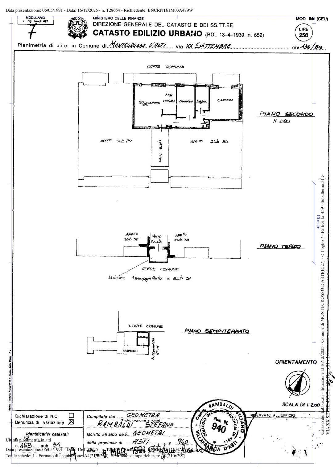 Trilocale via 20 Settembre, 186, Montegrosso d'Asti - planimetria 1
