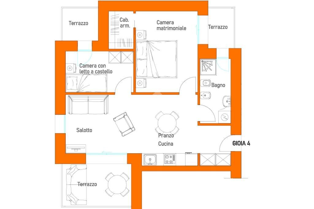 Two-room apartment Viale Verdi, Riccione - floor plans 1