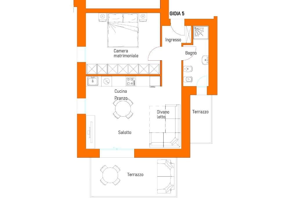 Two-room apartment Viale Verdi, Riccione - floor plans 1
