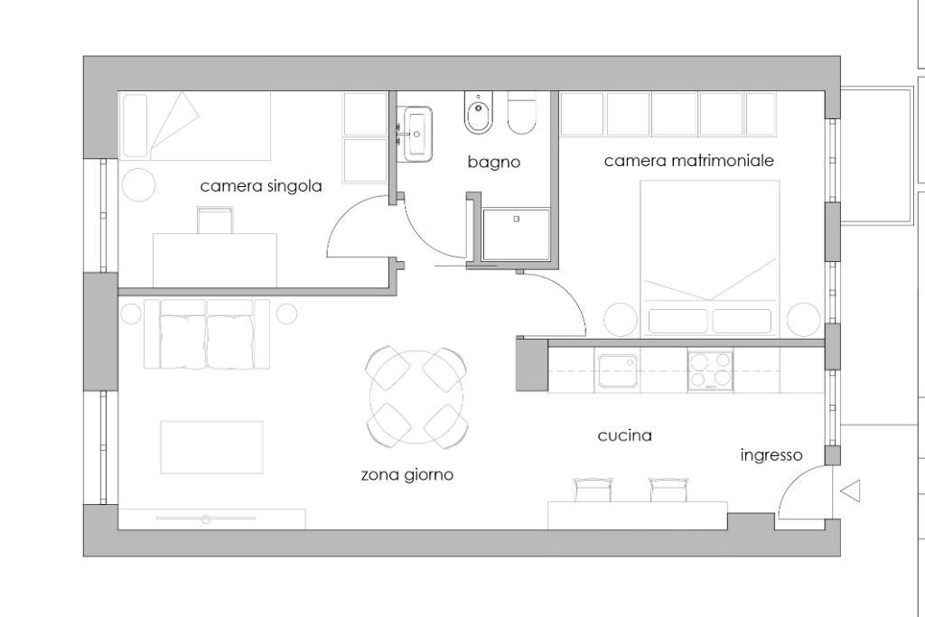 Trilocale Via lecco, Milano - planimetria 1