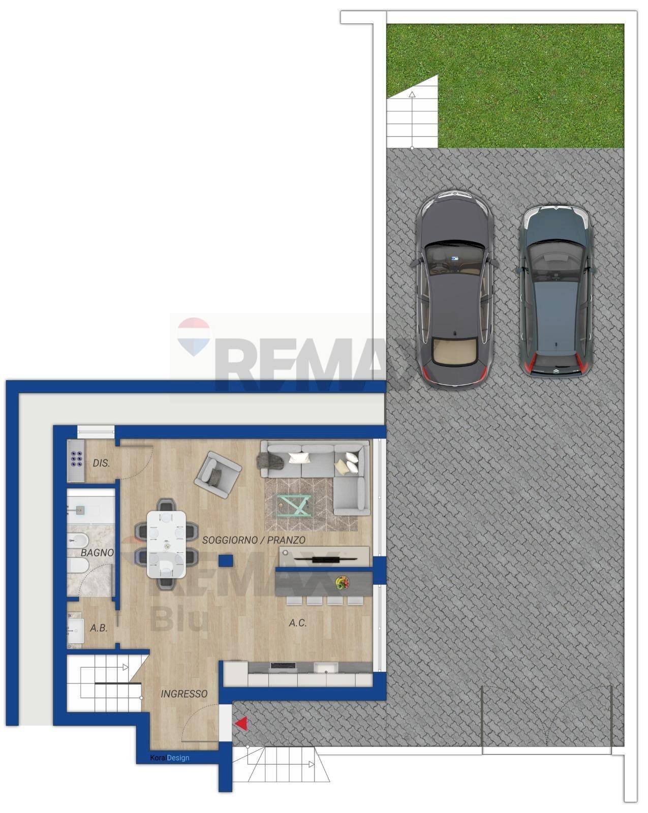 Pianta 2D - Casa semi indipendente VIA CARLO CATTANEO, Monterotondo - planimetria 1