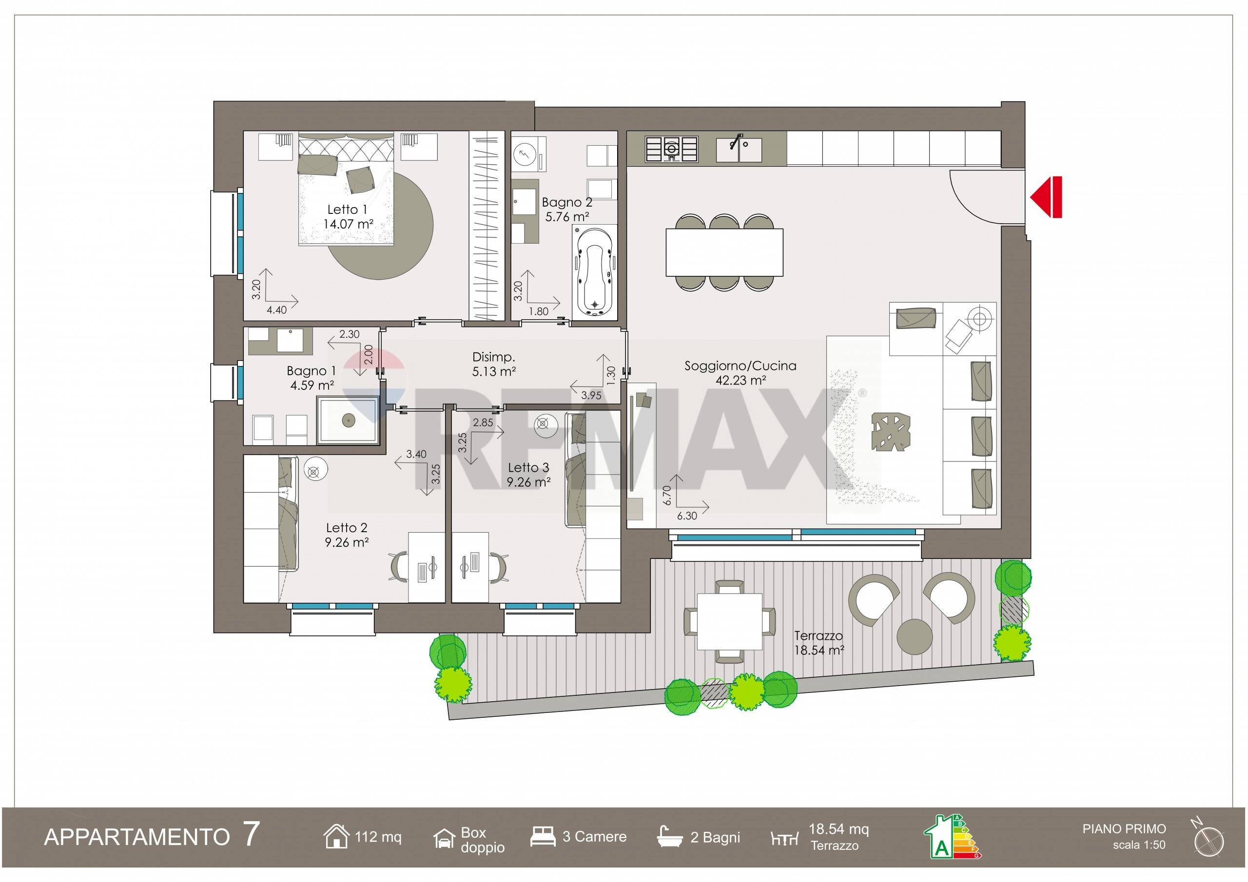 Pianta 2D - Quadrilocale VIA MORALI, Bergamo - foto 2