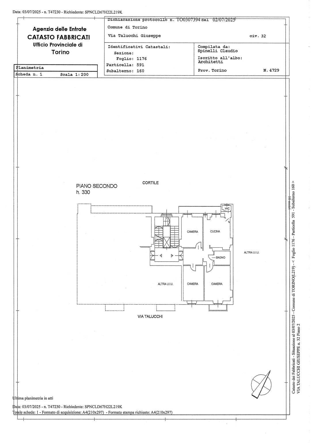 Four-room apartment via Giuseppe Talucchi, 32, Torino (neighborhood San Donato) - floor plans 1