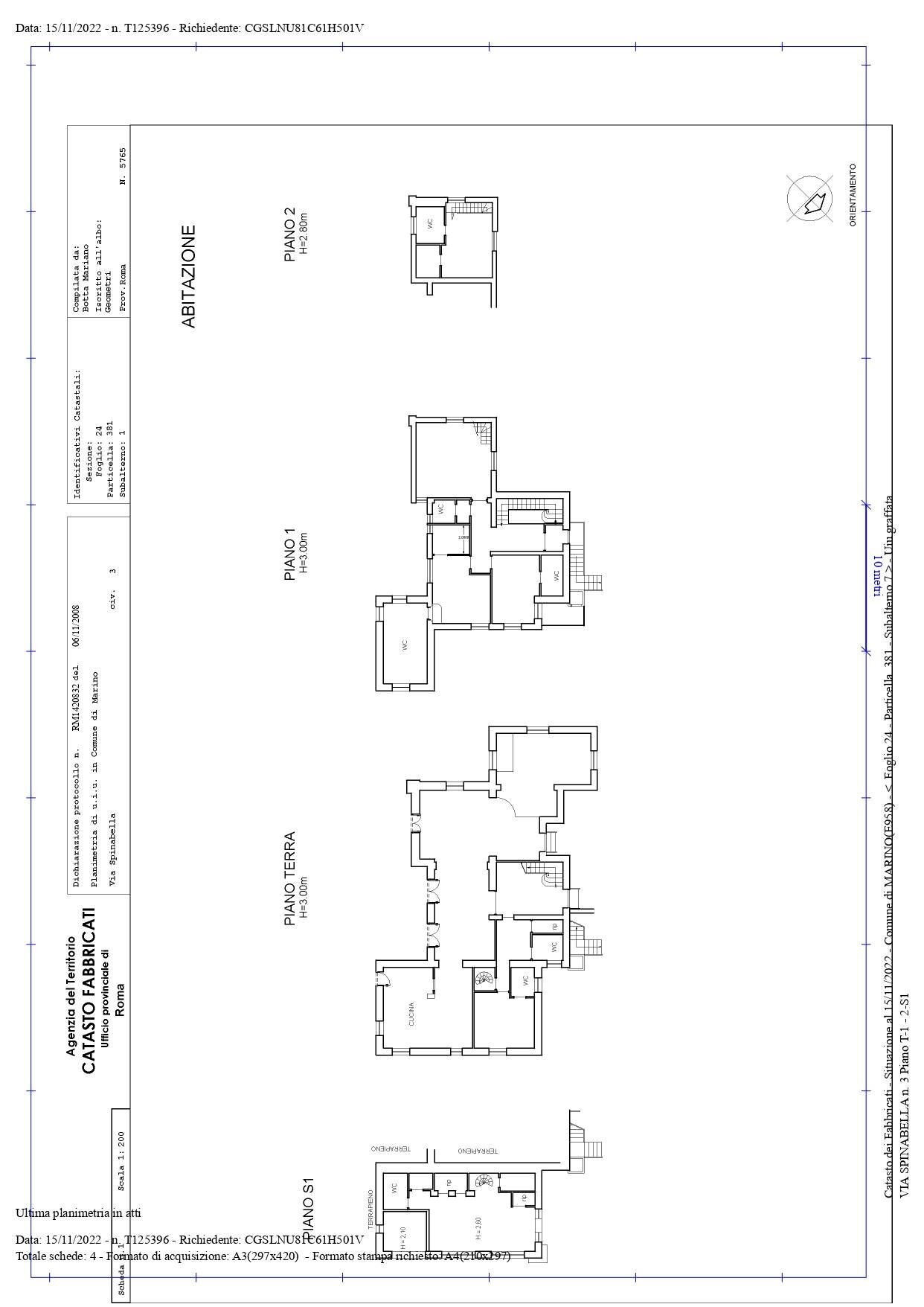 Foto 67 - Villa Via Spinabella
 
3, Marino - planimetria 1