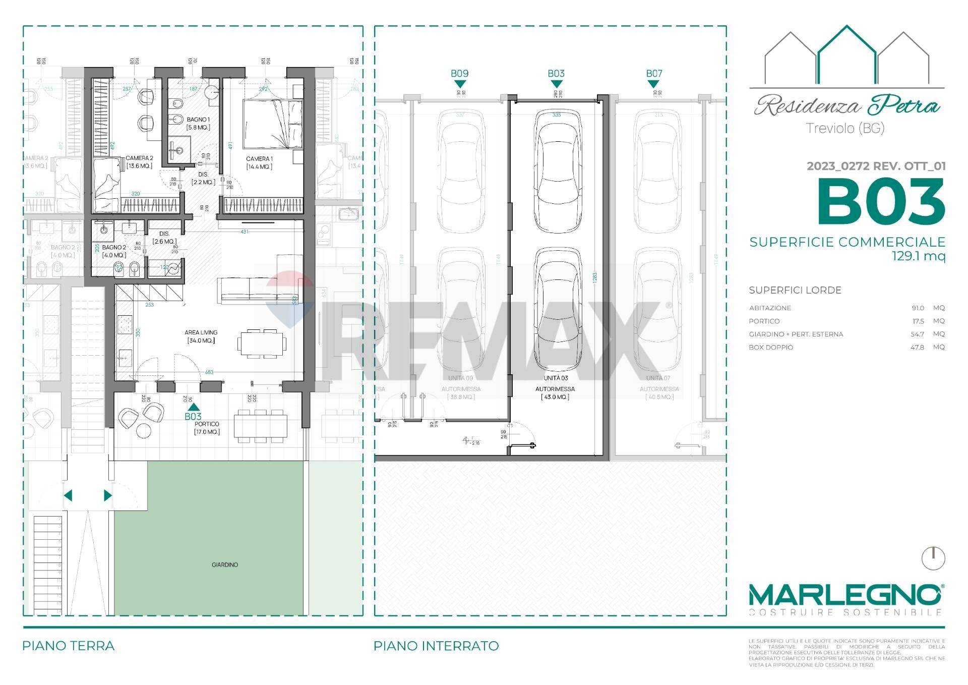 Pianta 2D - Trilocale VIA MONTE GRAPPA, Treviolo - planimetria 1
