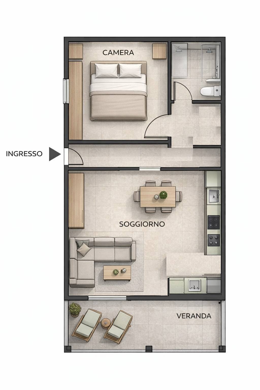 Foto 31 - Two-room apartment via Marinella
 
23, Olbia - floor plans 1