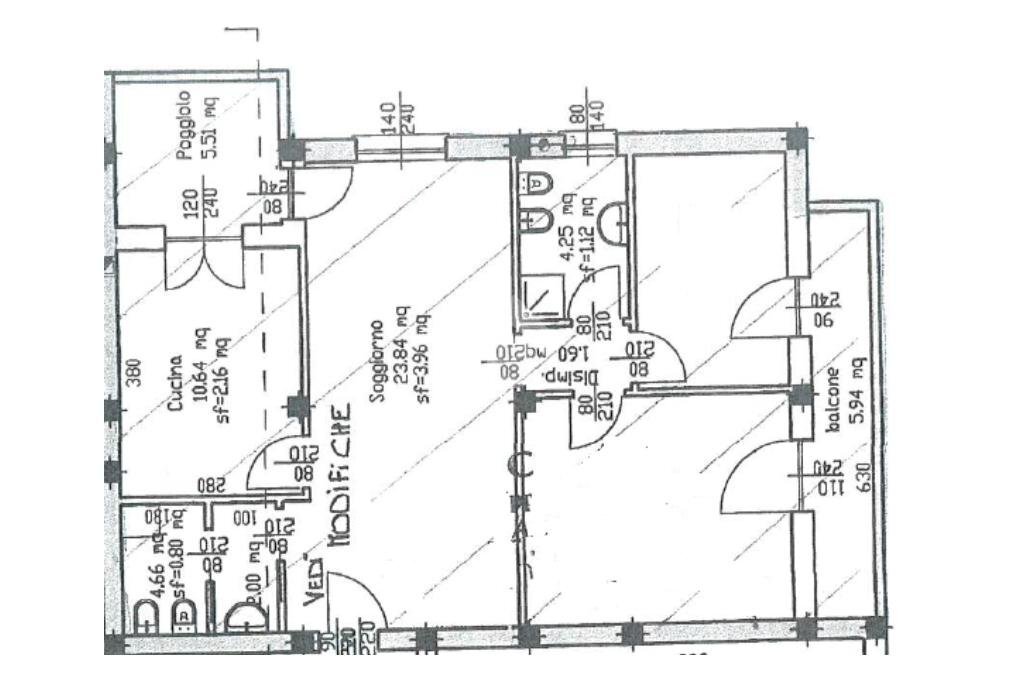 Three-room apartment Via Venezia, Ferrara (neighborhood Pontelagoscuro) - floor plans 1