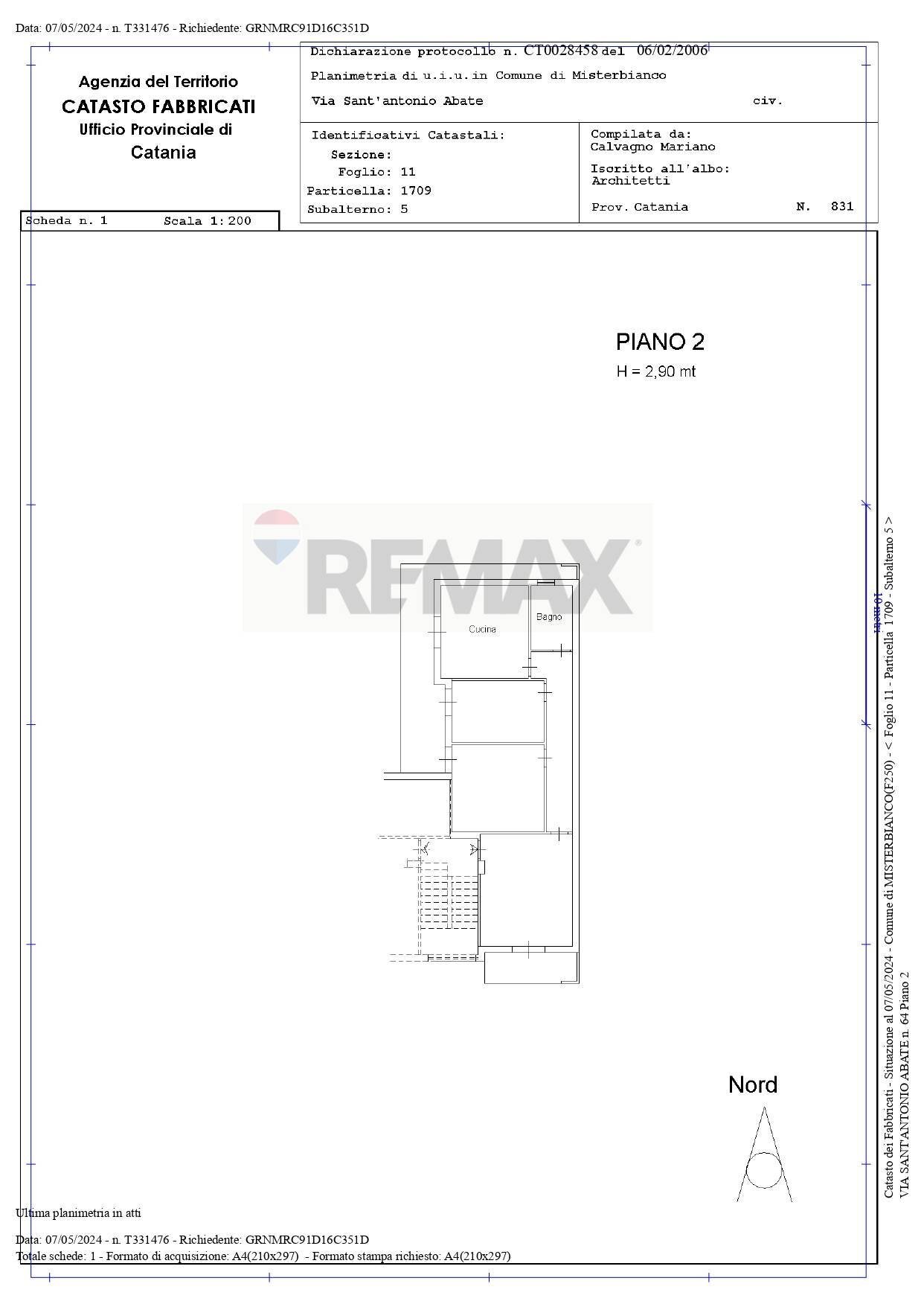 Pianta 2D - Quadrilocale Via Sant'Antonio Abate
 
64, Misterbianco - planimetria 1