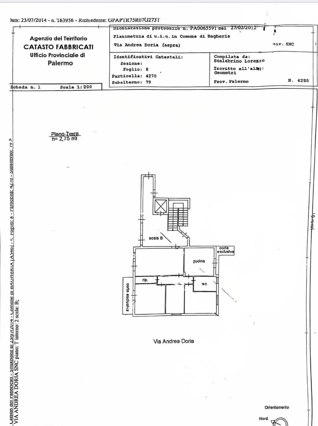 Foto 12 - Quadrilocale Via Andrea Doria
 
24, Bagheria - planimetria 1