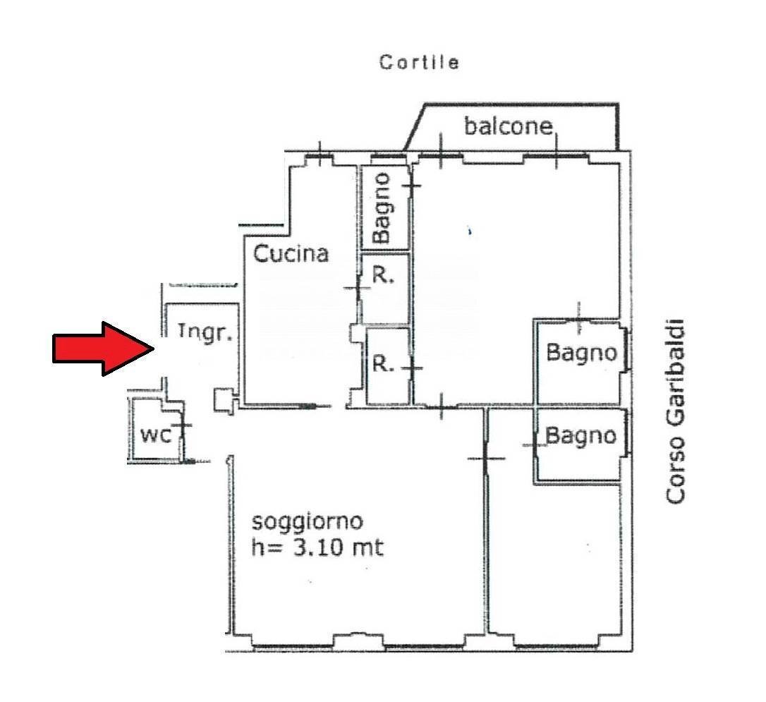 Foto 13 - Three-room apartment Corso Giuseppe Garibaldi
 
85/1, Milano - floor plans 1
