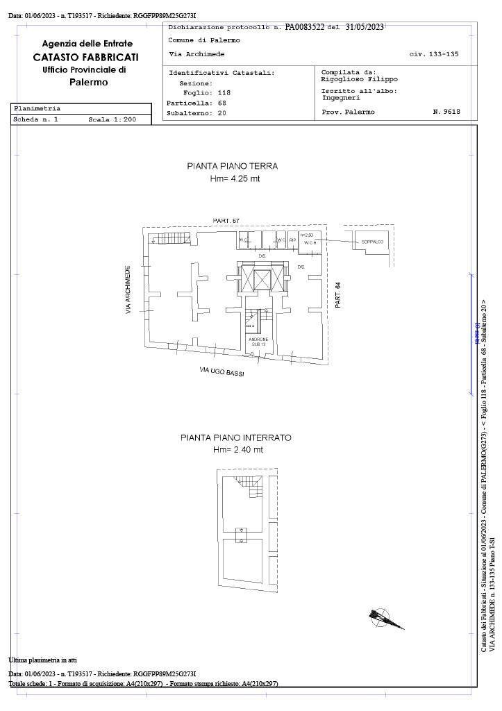Foto 25 - Locale Commerciale Via Archimede
 
133, Palermo - planimetria 1