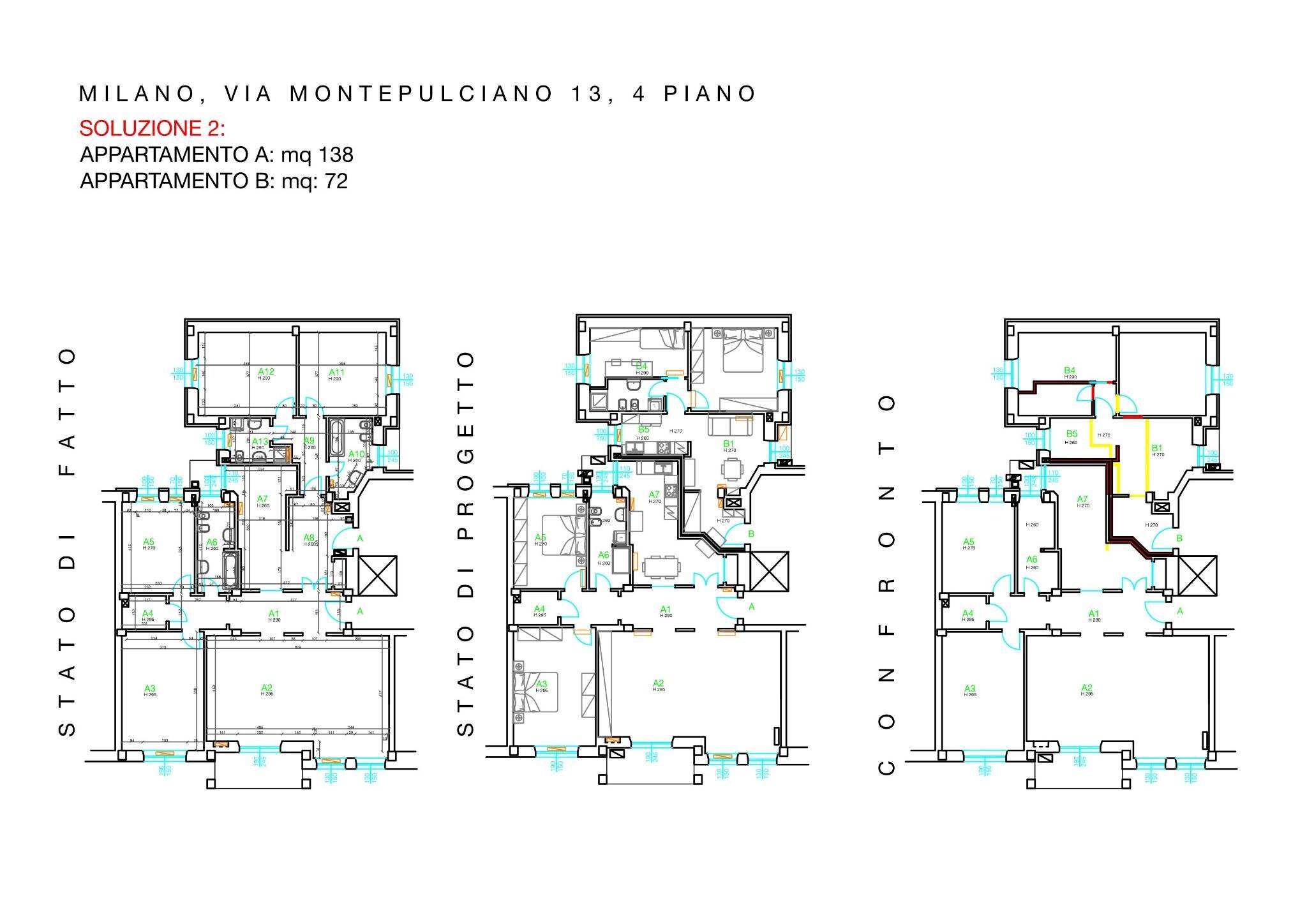 Appartamento via Montepulciano, Milano - planimetria 1