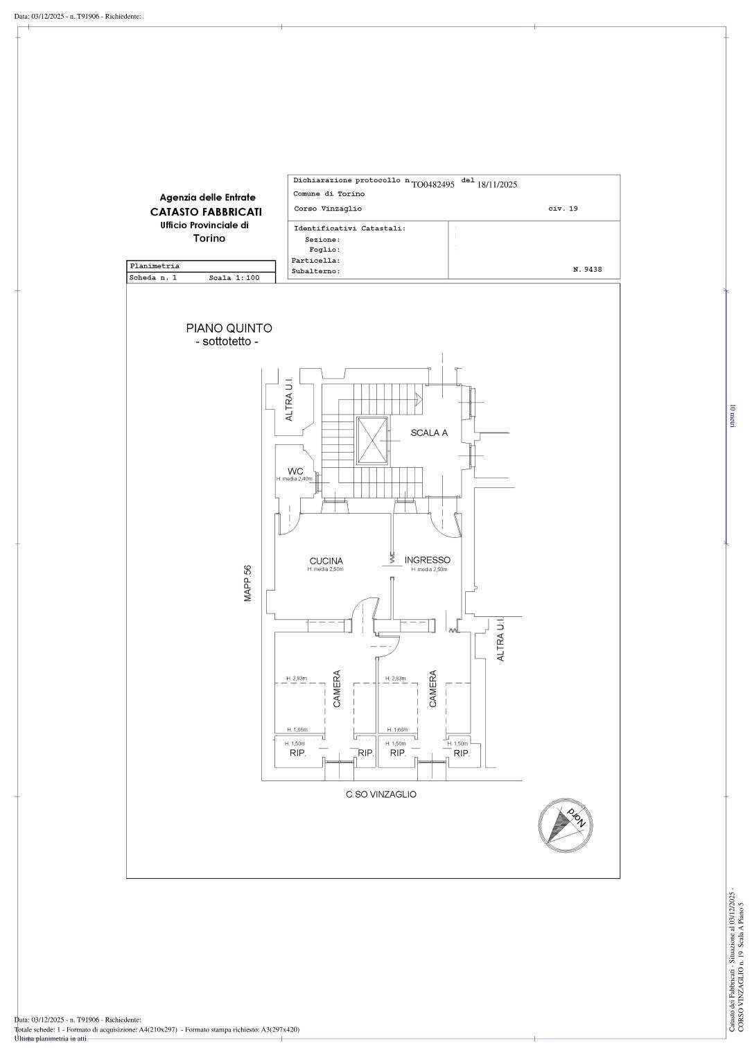 Three-room apartment corso Vinzaglio, 19, Torino (neighborhood Centro) - floor plans 1