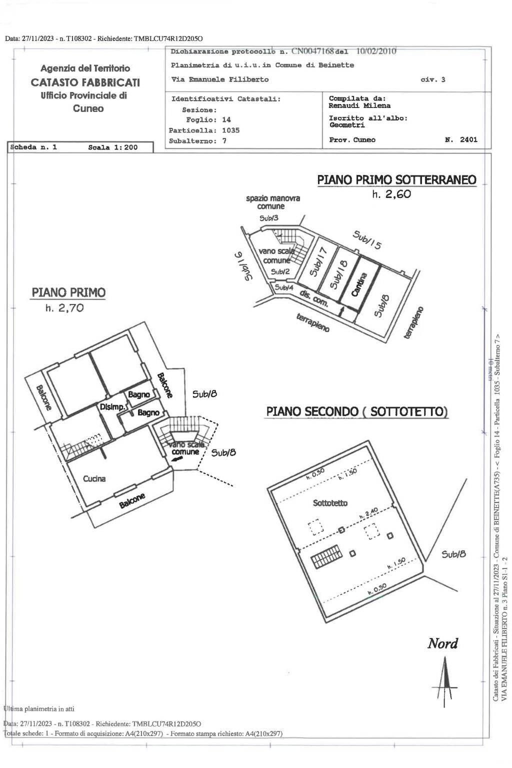 Appartamento via Emanuele Filiberto, 3, Beinette - planimetria 1