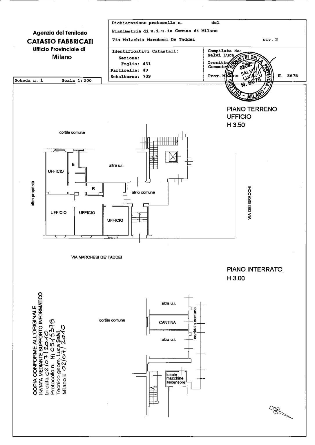 Office via Malachia Marchesi de' Taddei, 2, Milano (neighborhood Washington) - floor plans 1