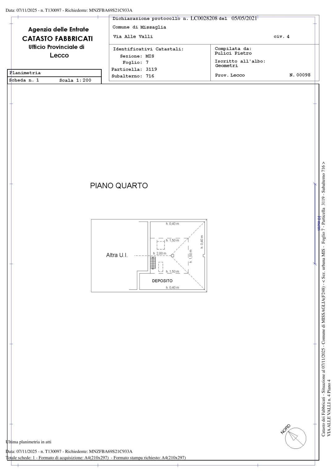 Trilocale via alle Valli, 4, Missaglia - planimetria 1
