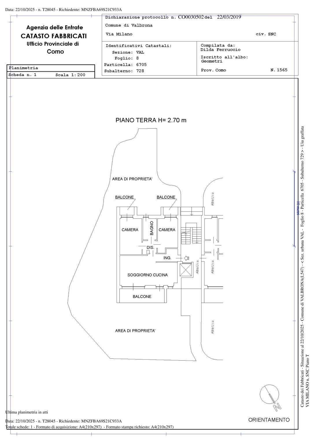 Trilocale via Campora, 5, frazione Osigo, Valbrona - planimetria 1