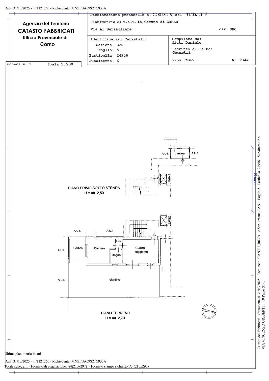 Bilocale via Vincenzo Gioberti, 8, Cantù - planimetria 1