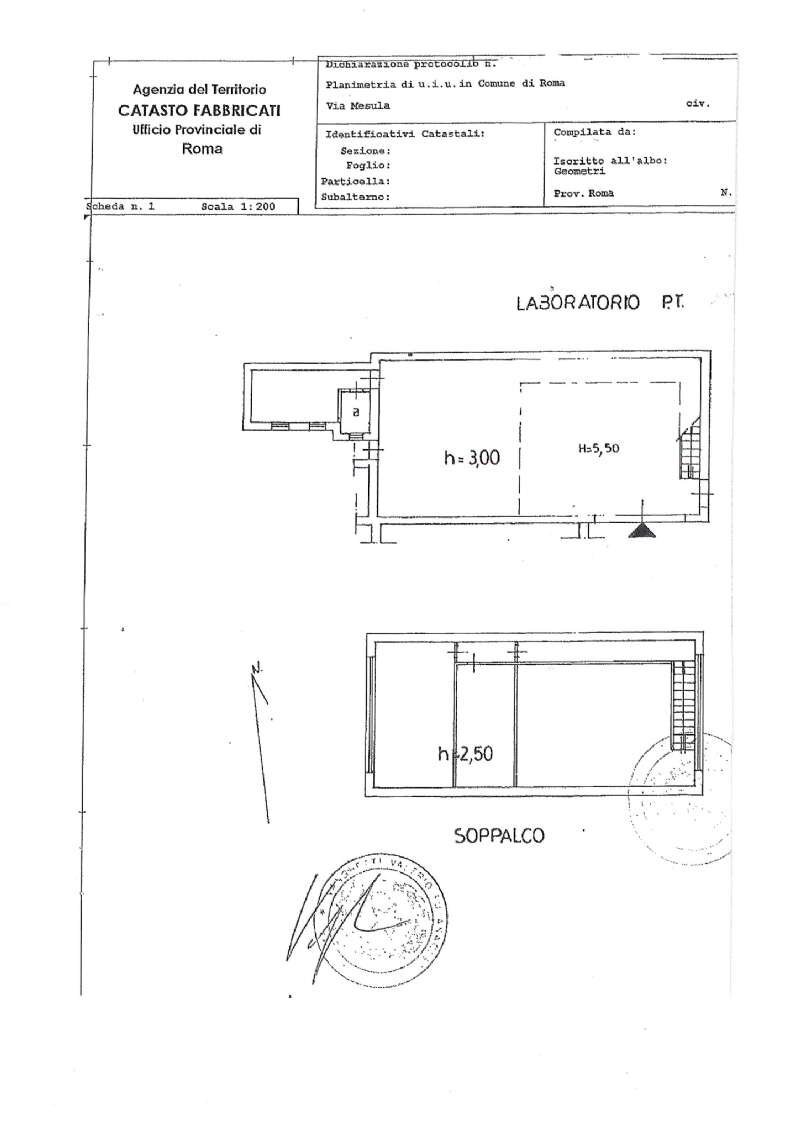 plan. - Laboratory via mesula, Roma - floor plans 1