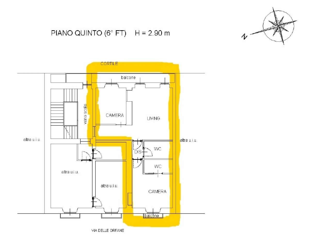 Planimetria - Terreno non edificabile via delle Orfane, 34, Torino (zona Centro) - planimetria 1